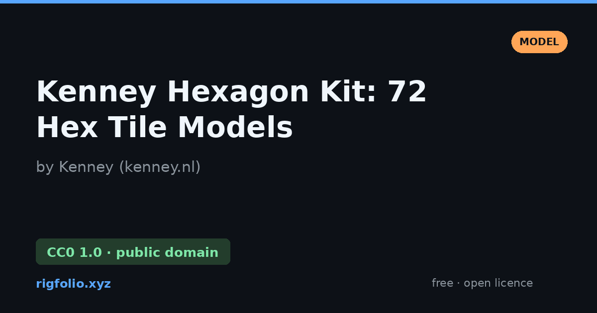 Preview of Kenney Hexagon Kit: 72 Hex Tile Models