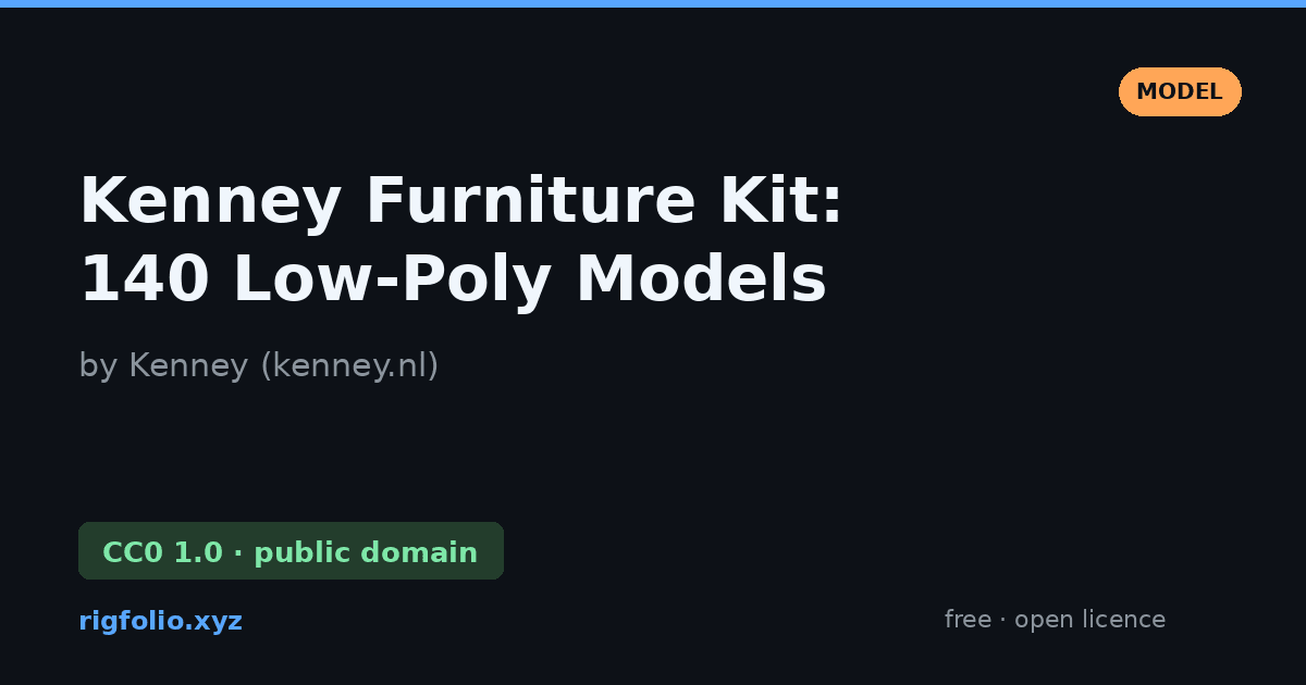 Preview of Kenney Furniture Kit: 140 Low-Poly Models