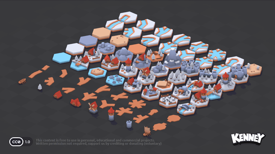 Preview 2 of Kenney Hexagon Kit: 72 Hex Tile Models