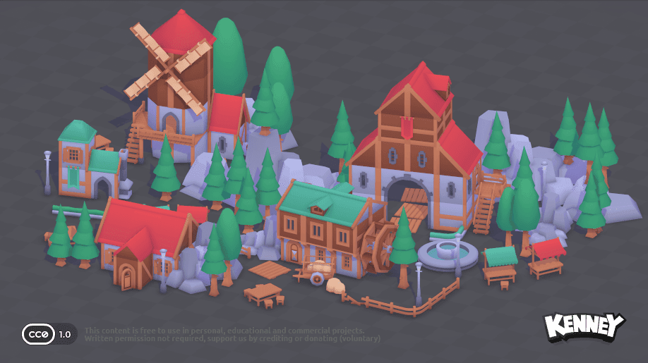 Preview 4 of Kenney Fantasy Town Kit: 167 Town Models