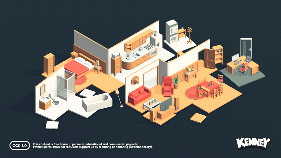 Preview 3 of Kenney Furniture Kit: 140 Low-Poly Models