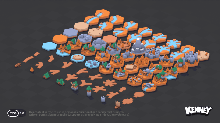 Preview 3 of Kenney Hexagon Kit: 72 Hex Tile Models